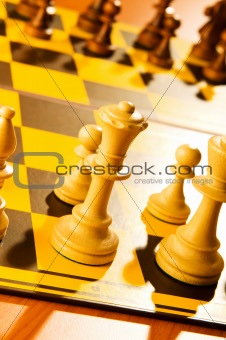 Set of chess figures on the board