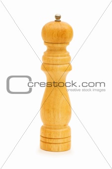 Wooden pepper mill isolated on the white