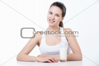 Girl with a glass of milk