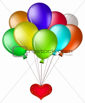 Balloons with a red heart