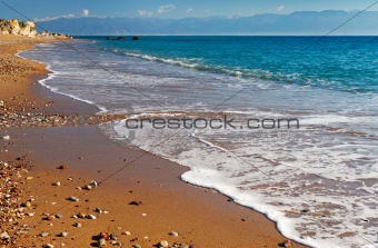 Long and inviting sandy beach in the Mediterranean