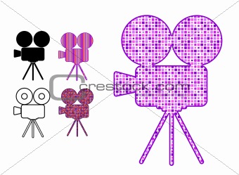 movie camera silhouette icon in patterns