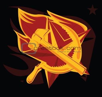 hammer and sickle on the flame star