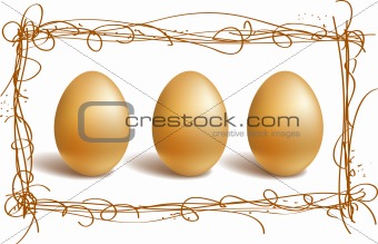 Gold eggs in the nest frame