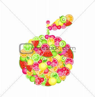 apple silhouette composed of fruits