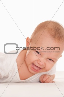 happy baby on a white