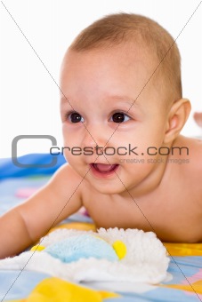happy baby on a white 