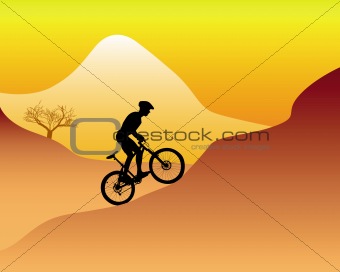 mountain biker riding down hill