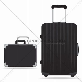 Black briefcase and suitcase