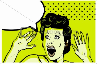 Comic Love Vector illustration of surprised woman face 