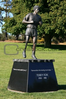 VICTORIA, BC - FEB 17: Terry Fox Statue on Marathon Day 2008