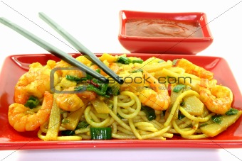 noodles with Asian prawns