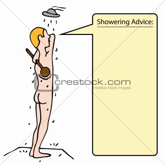Man Scrubbing Back In Shower