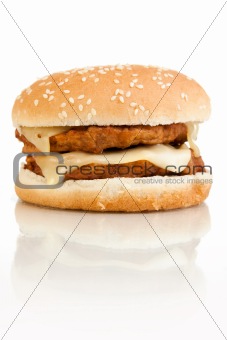Double Burger On White Background