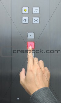 businessman hand press 3 floor in elevator