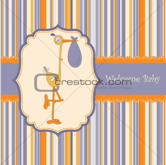 welcome baby card with stork