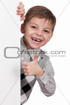 Boy with white board