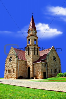 Old church on a hill with and clouds