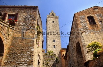 Medieval Stone Cuganensi Tower Ancient Buildings San Gimignano T