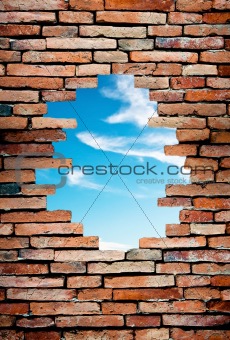 porous wall to see the blue sky