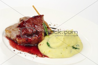 Mashed Potato with Meat and Red Sauce
