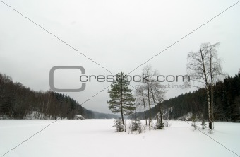 Norwegian Winter Lake Landscape