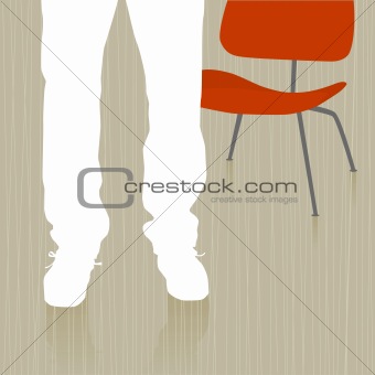Man Standing by Chair