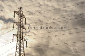 mast and power lines