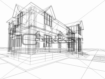 wireframe of cottage