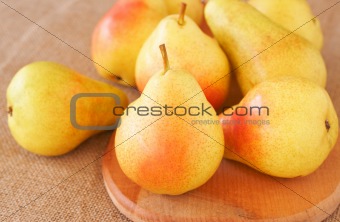 Bunch of ripe yellow pears