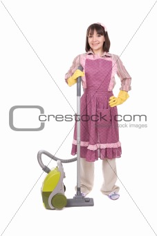 woman with vacuum