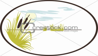 Background with lily and cane. Vector