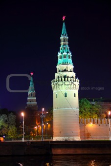 kremlin tower at night in Moscow