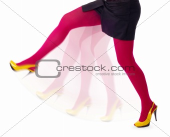 Woman kicks isolated on white background