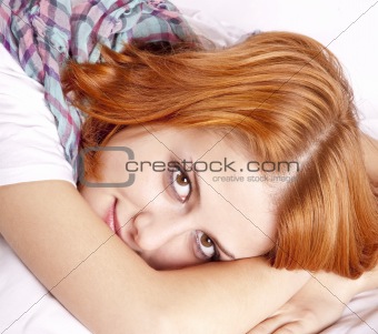 Pretty red-haired sleeping woman 