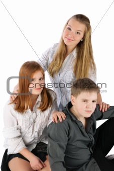 Three sitting teens