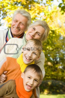 happy family on the nature