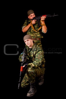 Two soldiers with weapon 