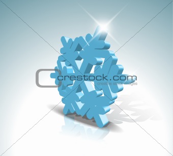 Blue 3D snowflake