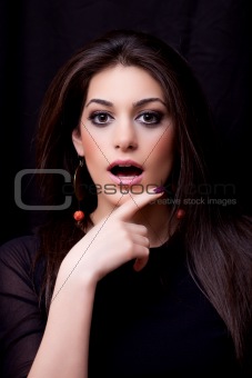  Attractive young woman, showing enthusiasm, wondering