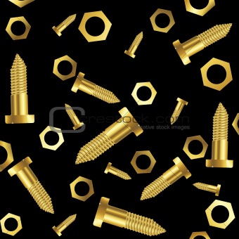 screws and nuts over black background