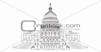Capitol hill outline vector illustration