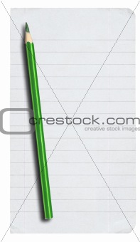 piece of lined paper and pencil on white