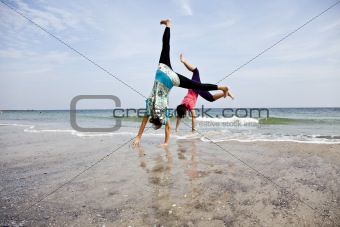  acrobatics on the beach.