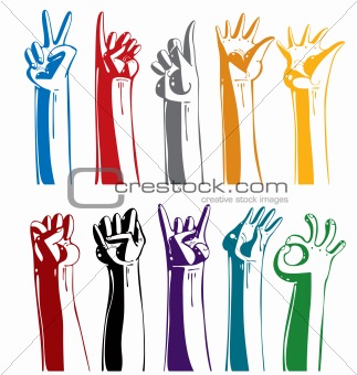 Set of gesturing hands.