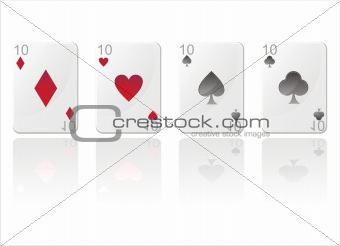 glossy cards with tens