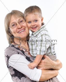 Happy grandmother with grandson vertical view