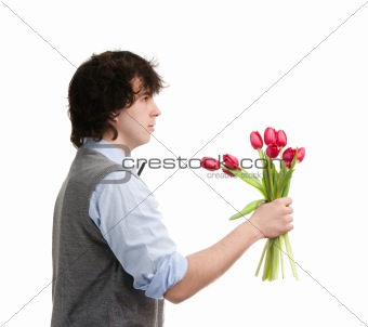 Boy with bouquet