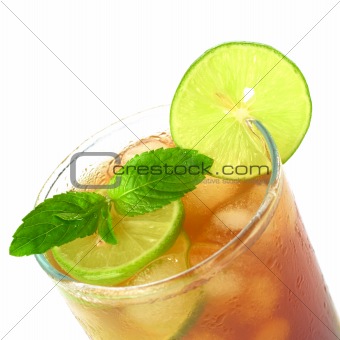 Mint Leaf and Lime on Iced Tea