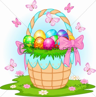 Easter Basket with colorful eggs